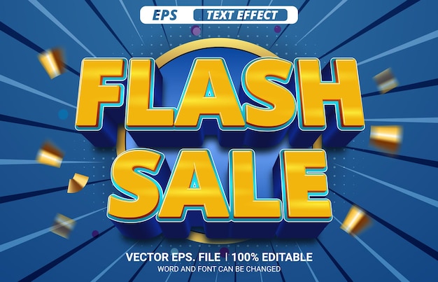 Vendita flash modificabile effetto testo vettoriale 3d su sfondo blu retrò