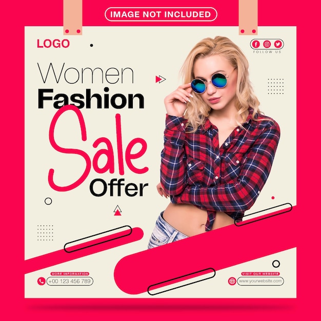 Vendita moda donna Offerta modello di post sui social media
