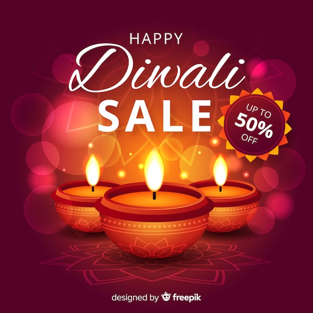 Vendita realistica di Diwali con candele