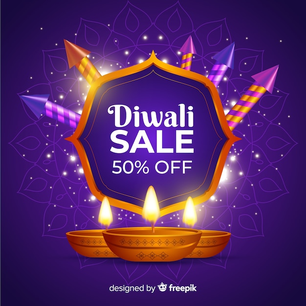 Vendita realistica di diwali con il 50% di sconto