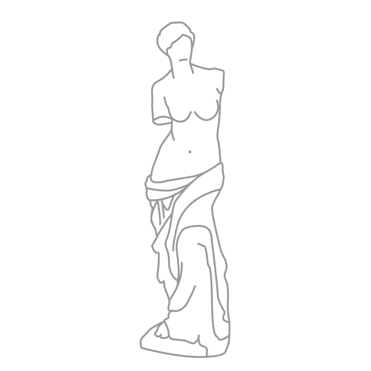 Vettore venere di milo, antica scultura greca del periodo ellenistico in francia