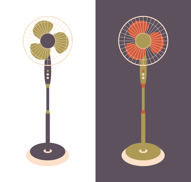 ventilatore elettrico isolato su sfondo. Apparecchi domestici per condizionamento e raffreddamento aria, climatizzazione. illustrazione in piatto