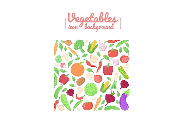 Verdure icone piatte cartoline illustrative manifesti striscioni design quadrato