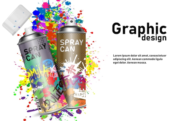 Vernice aerosol per graffiti con elementi di design artistico Poster modello di design