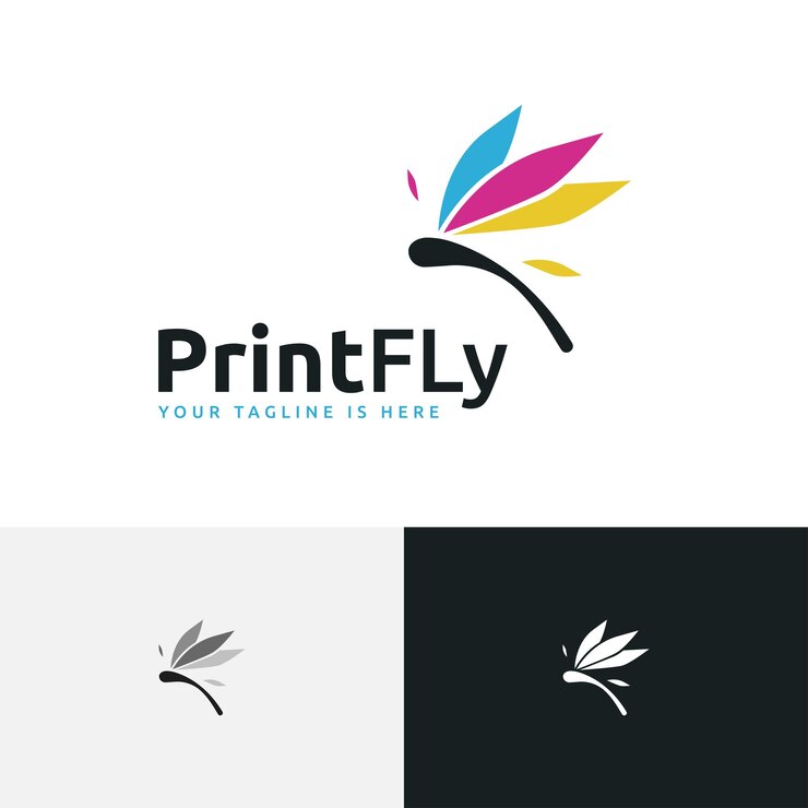 Vernice colorata stampa libellula ali di insetto Fly Logo simbolo Idea