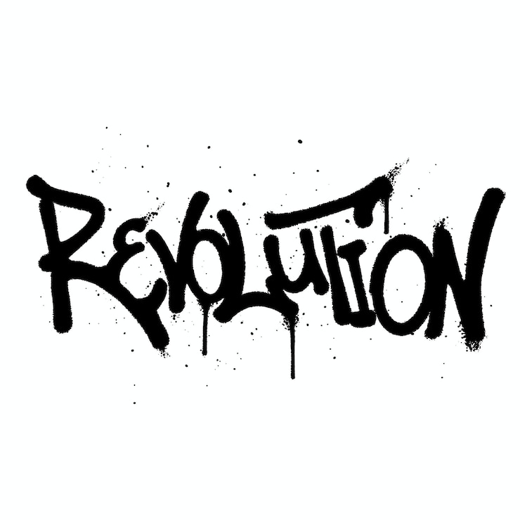 Vettore vernice spray graffiti word revolution vettore isolato