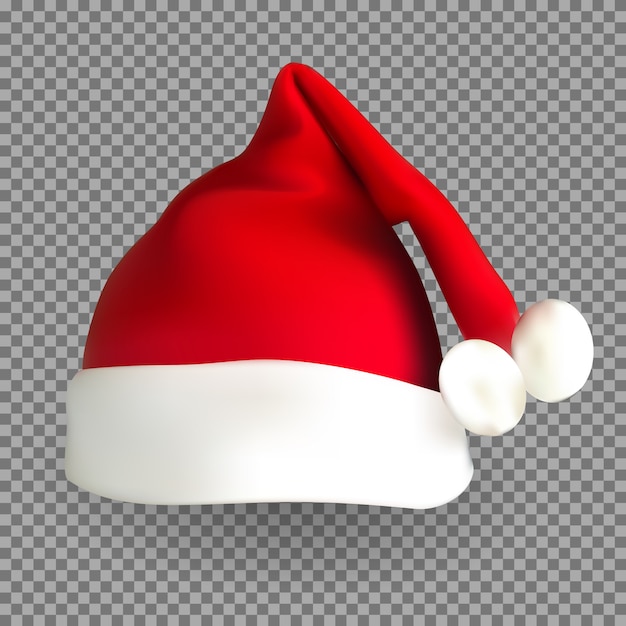 Versione 3D naturalistica del cappello di Babbo Natale su uno sfondo trasparente.