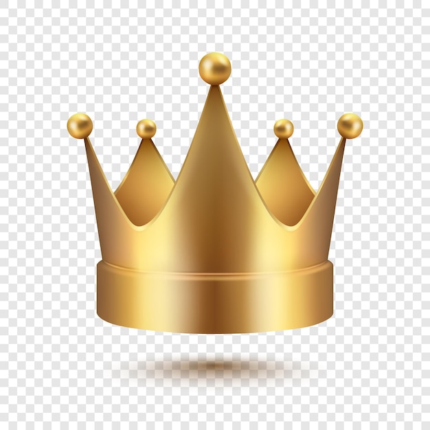 Vettore 3d Realistico Golden Crown Icon Closeup Isolato Giallo Metallico Crown Design Template