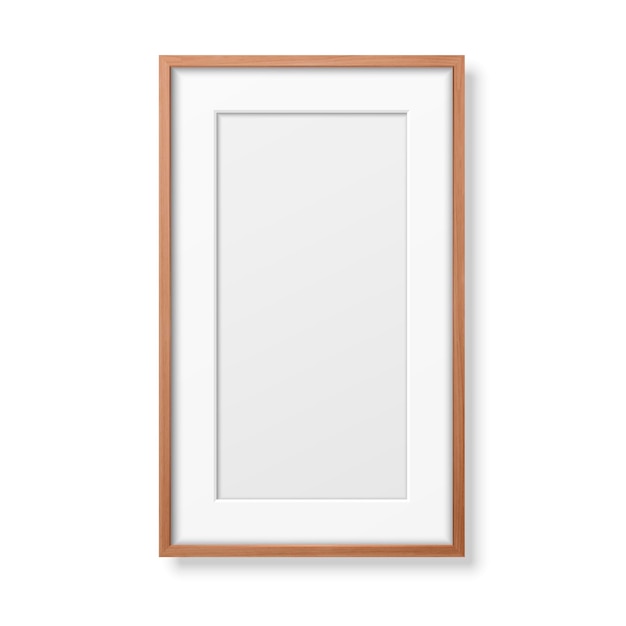 Vettore 3d realistico verticale marrone in legno semplice cornice moderna icona primo piano isolato su sfondo bianco può essere utilizzato per presentazioni modello di progettazione per mockup vista frontale