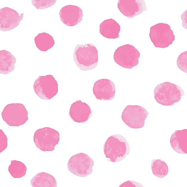 Vettore acquerello Polka Dot Pattern rosa su bianco