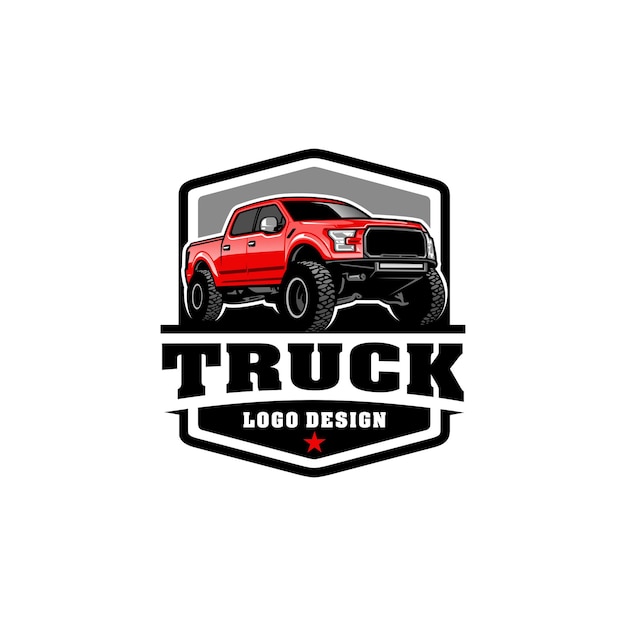 Vettore americano del logo dell'illustrazione del pick-up sollevato americano