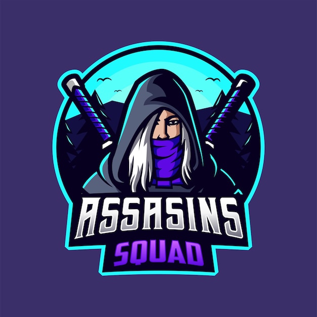 Vettore assassino ninja logo mascotte