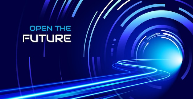 Vettore astratto sfondo tecnologico del tunnel luminoso