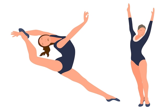 Vettore atleta ginnasta Ginnastica sport Regina dello sport Stile piatto Vettore isolato