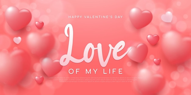 Vettore banner realistico sfondo sfocato giorno di San Valentino
