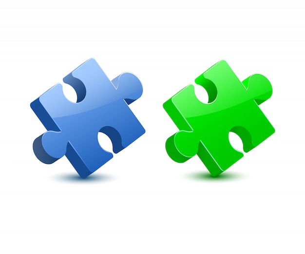 Vettore blu di puzzle di verde blu 3d