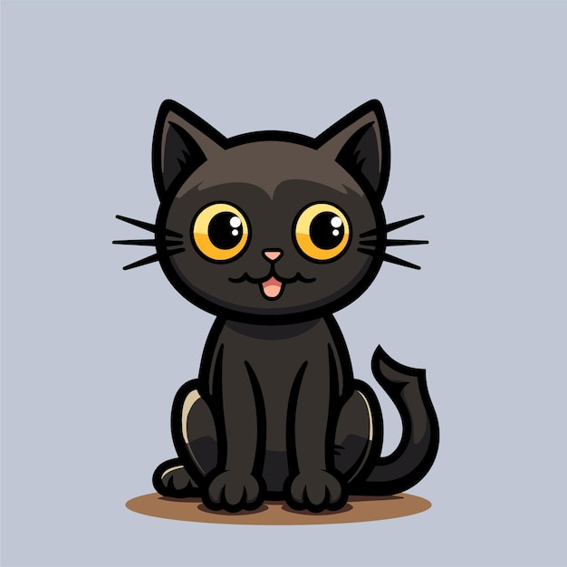 Vettore cartoon gatto nero con sfondo Illustrazione vettoriale carino e divertente del gatto nero