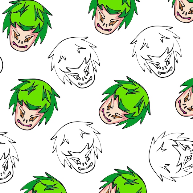 Vettore colorato carino doodle testa di mostro