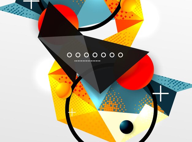 Vettore colore geometrica composizione astratta elementi di design triangolari e poligonali sfondo techno digitale