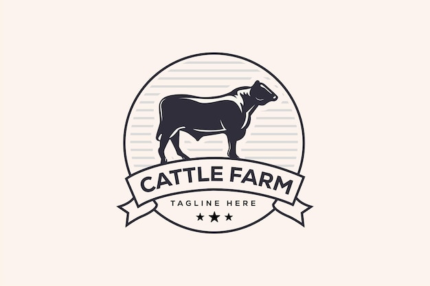 Vettore completo del modello di progettazione del logo dell'azienda agricola del bestiame