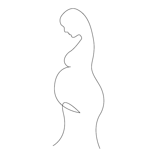 Vettore continuo un semplice singolo disegno a linea astratta di gravidanza isolato su un bianco