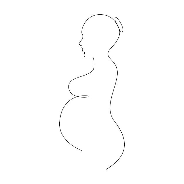Vettore continuo un semplice singolo disegno a linea astratta di gravidanza isolato su un bianco
