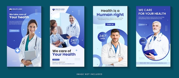 Vettore creativo medico sanitario medico cura dentale web annunci banner instagram storie di social media