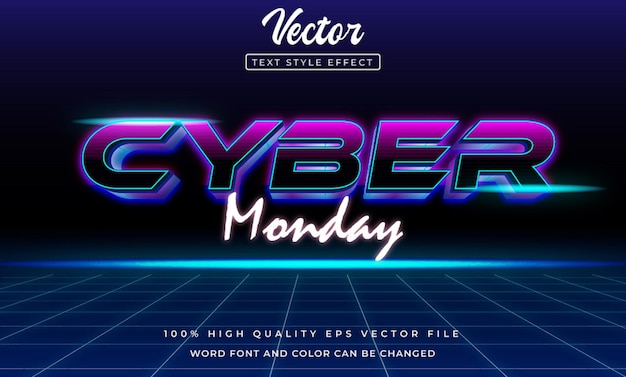 vettore cyber lunedì vendita effetto testo moderno stile 3d