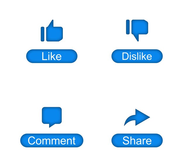 Vettore dei social media Mi piace Non mi piace Commento Condividi icone