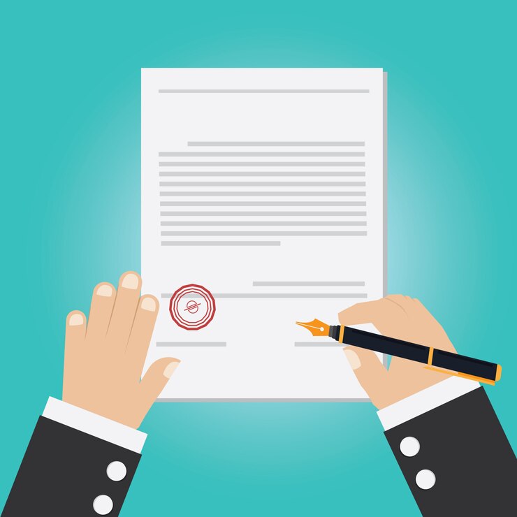 Vettore vettore del contratto di firma della mano