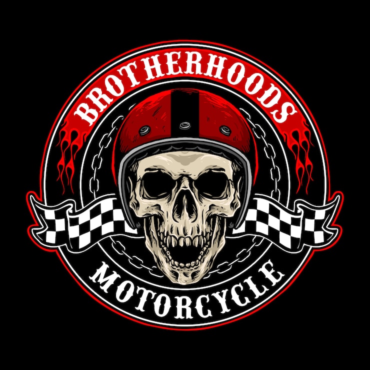 Vettore vettore del distintivo di motociclisti teschio