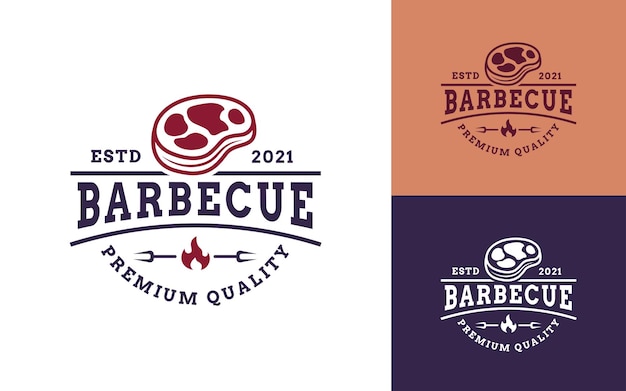 Vettore del logo del distintivo del ristorante barbecue isolato moderno e creativo per ristorante in stile vintage