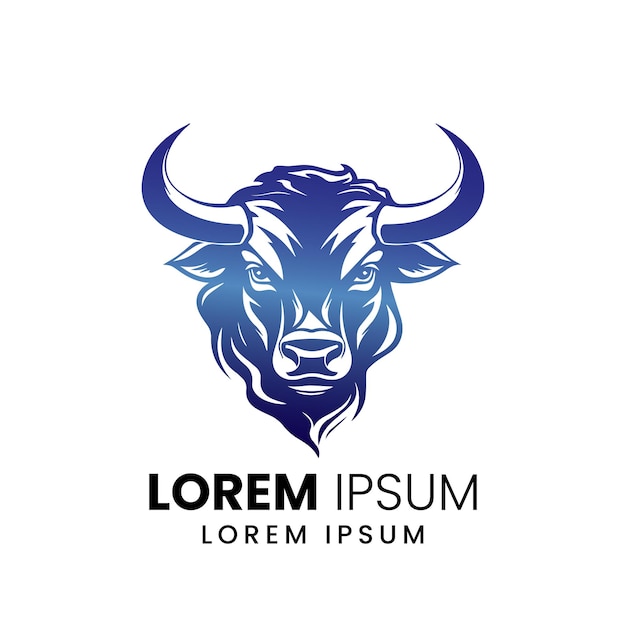 vettore del logo del toro Modello di progettazione del logo del toro vettore premium Icona della mucca toro Longhorn semplice tronco piatto