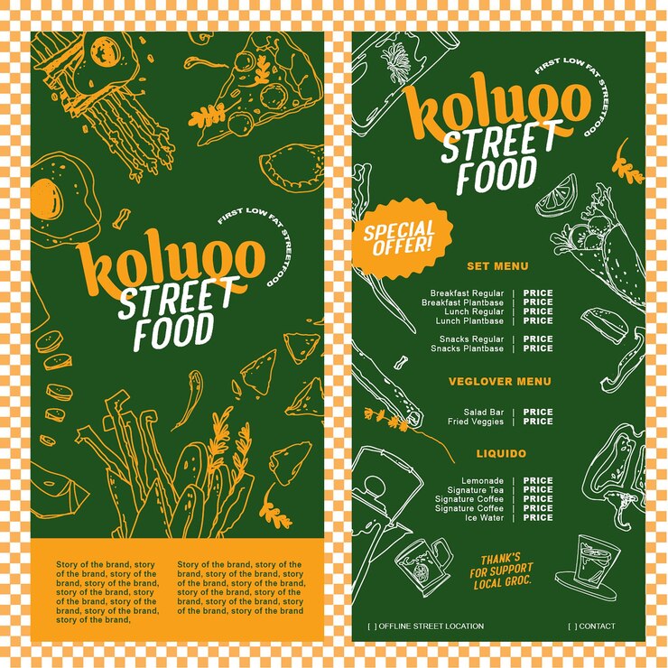 VETTORE DEL MENU DEL LOGO DI STREET FOOD 1