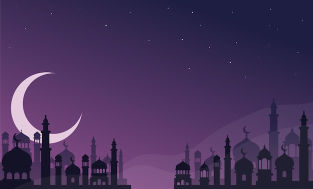 Vettore del paesaggio della moschea Ramadan eid mubarak