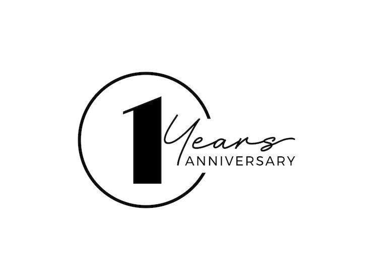 Vettore vettore del primo anniversario per il momento di celebrazione isolato su sfondo bianco