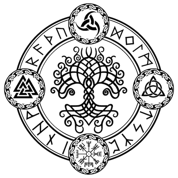 Vettore dell'albero della vita Yggdrasil
