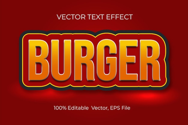 Vettore dell'effetto testo Burger EPS