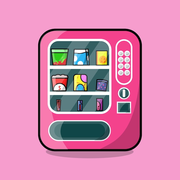 Vettore vettore dell'icona dell'illustrazione del distributore automatico di snack