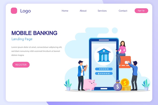 Vettore dell'illustrazione del concetto di mobile banking