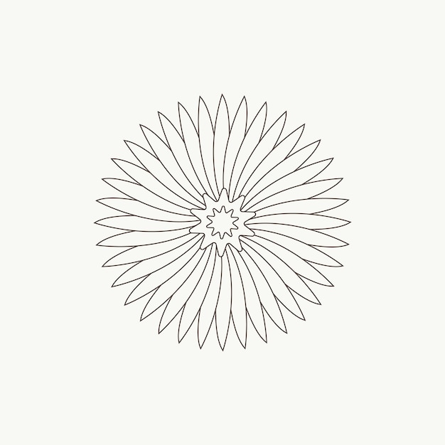 Vettore dell'illustrazione del profilo del fiore dell'aster semplice disegnato a mano