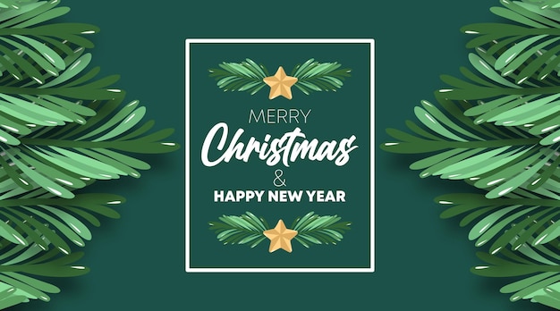 Vettore dell'illustrazione della cartolina d'auguri di buon natale e felice anno nuovo