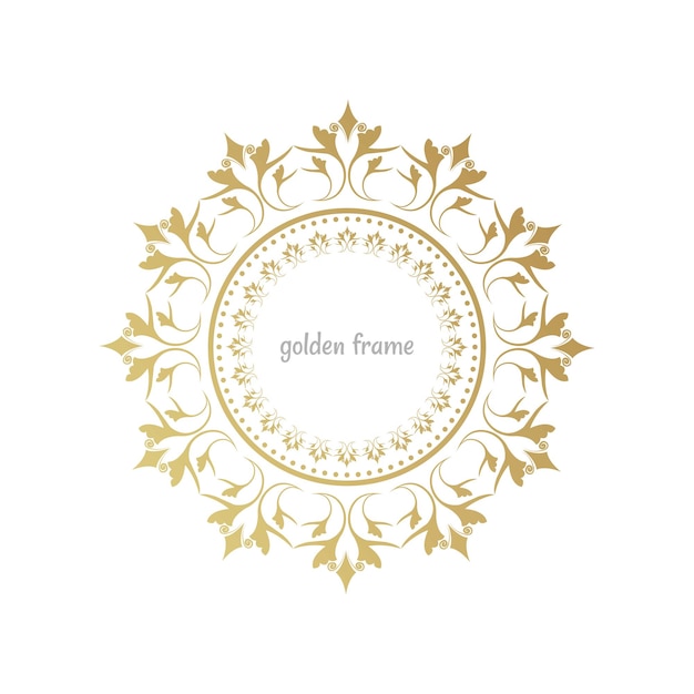 Vettore dell'ornamento floreale dell'annata, telaio dorato del cerchio con disegno floreale dell'ornamento dell'annata, dorato