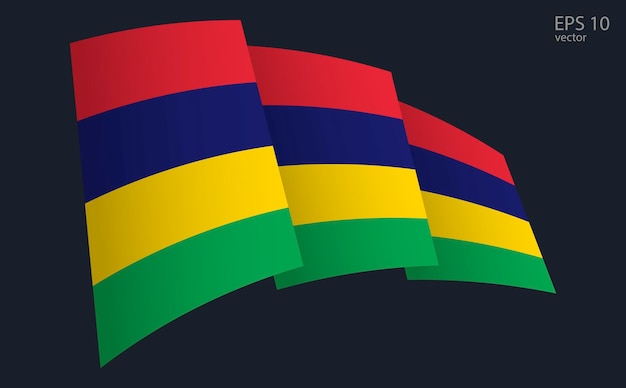 Vettore della bandiera di Mauritius Simbolo della bandiera nazionale Elemento di progettazione della bandiera