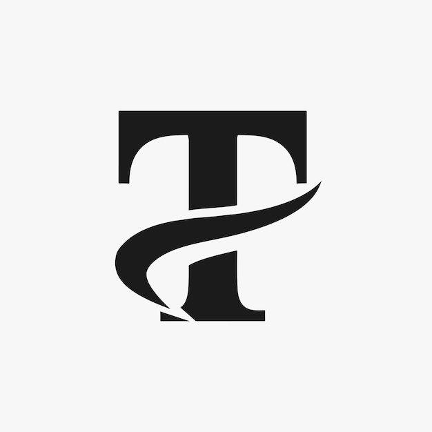 Vettore della lettera T e del logo a onde