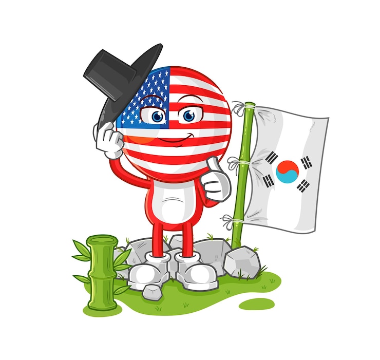 Vettore vettore della mascotte del fumetto del carattere coreano dell'america