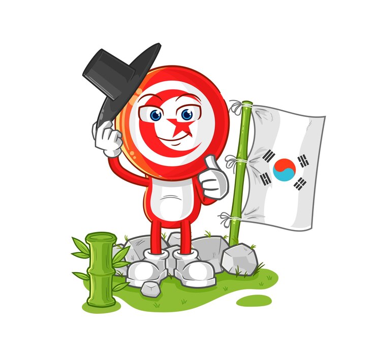 Vettore vettore della mascotte del fumetto del carattere coreano della tunisia