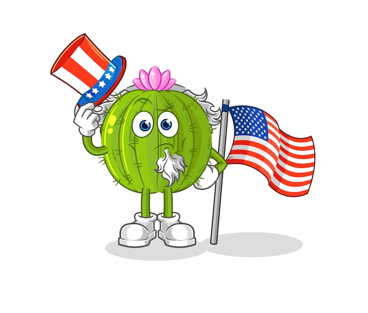 Vettore vettore della mascotte del fumetto del personaggio di cactus zio sam