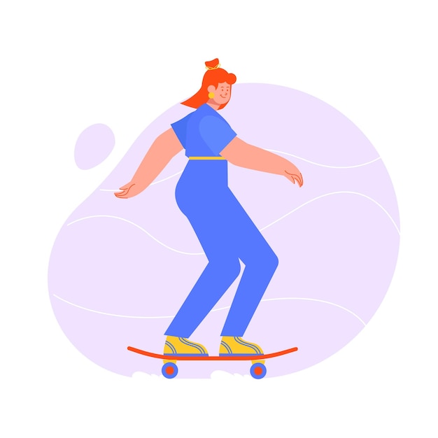 Vettore della signora che va su uno skateboard
