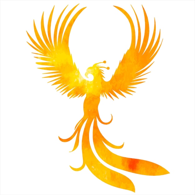 Vettore della siluetta dell'acquerello dell'uccello di Phoenix
